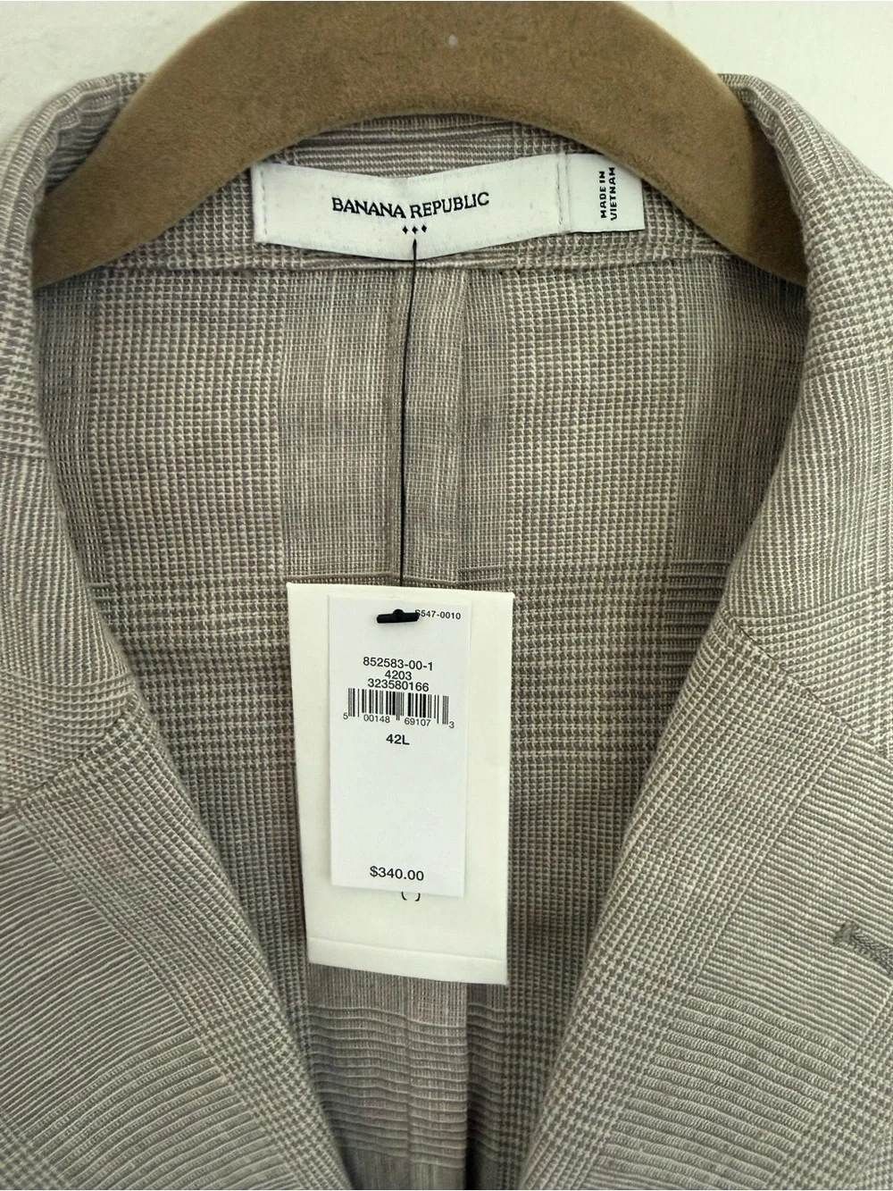 Banana Republic Glen Plaid Linen Blend Suit 42L 36x34